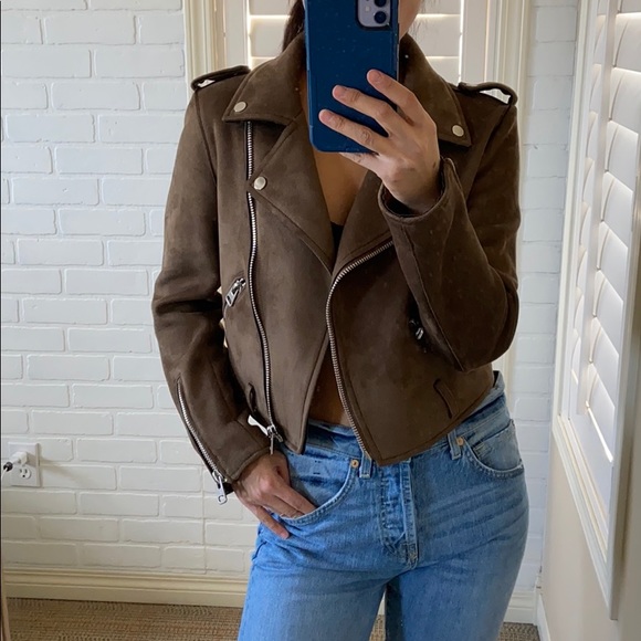 Zara suede moto biker jacket
